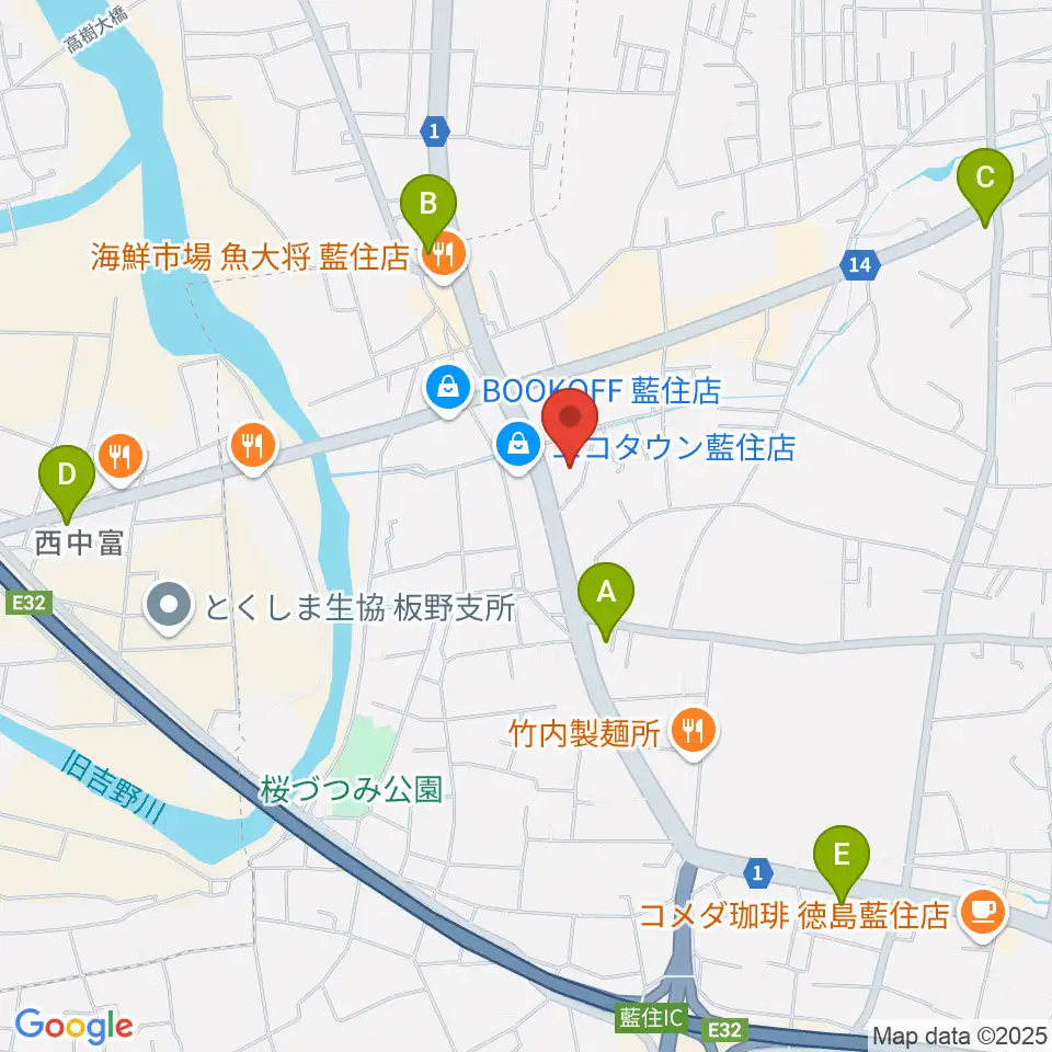 ビデオ100 徳島藍住店周辺のコンビニエンスストア一覧地図