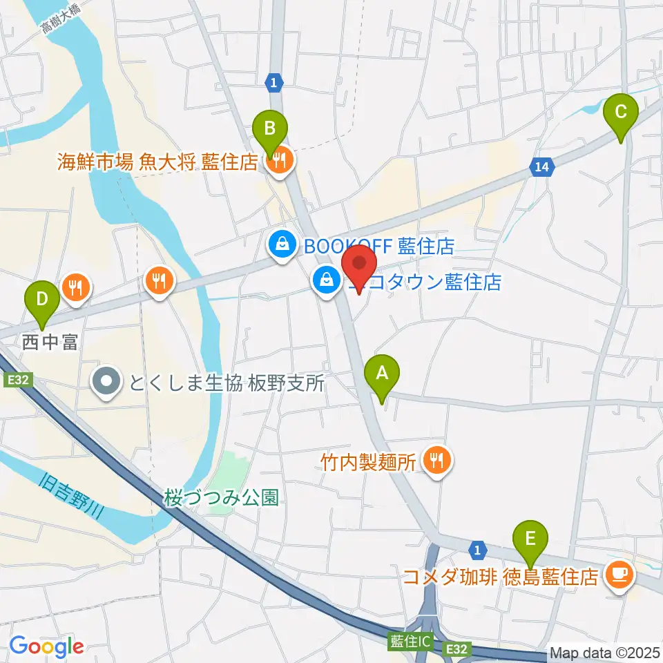 ビデオ100 徳島藍住店周辺のコンビニエンスストア一覧地図