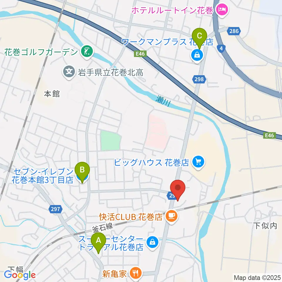 ゲオ花巻店周辺のコンビニエンスストア一覧地図