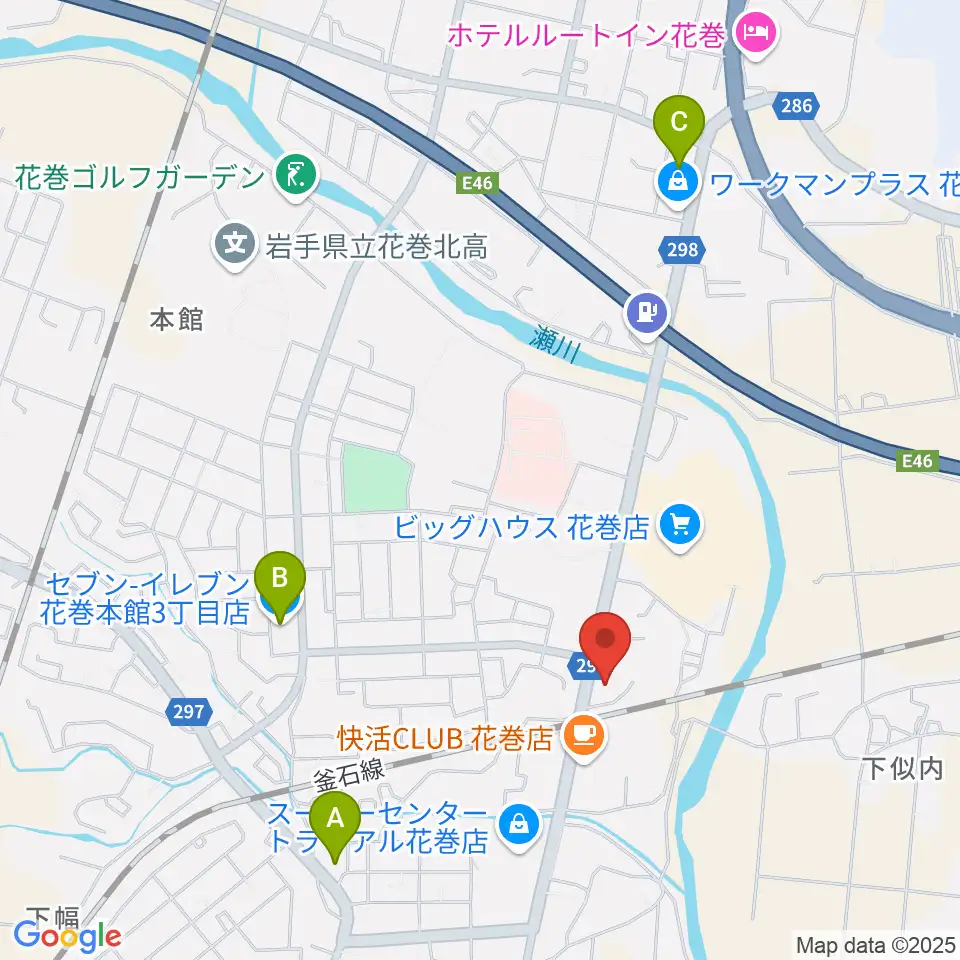 ゲオ花巻店周辺のコンビニエンスストア一覧地図