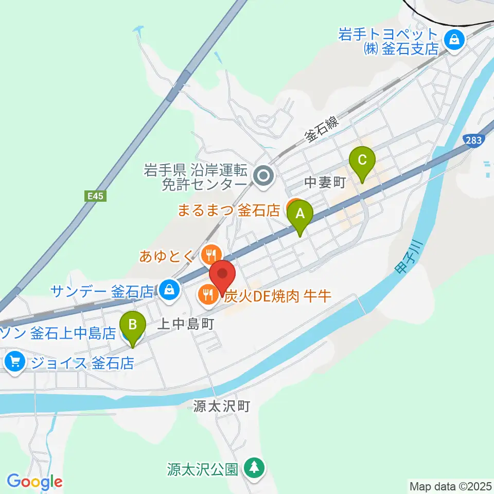 ゲオ釜石店周辺のコンビニエンスストア一覧地図