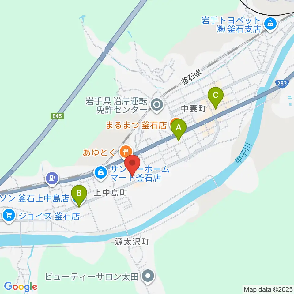 ゲオ釜石店周辺のコンビニエンスストア一覧地図