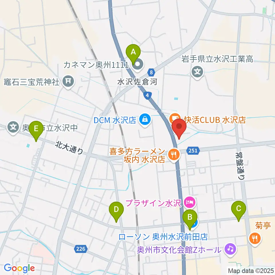 ゲオ奥州水沢佐倉河店周辺のコンビニエンスストア一覧地図