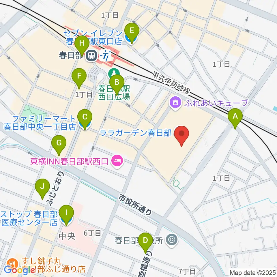 昭和楽器 ユニスタイル春日部周辺のコンビニエンスストア一覧地図