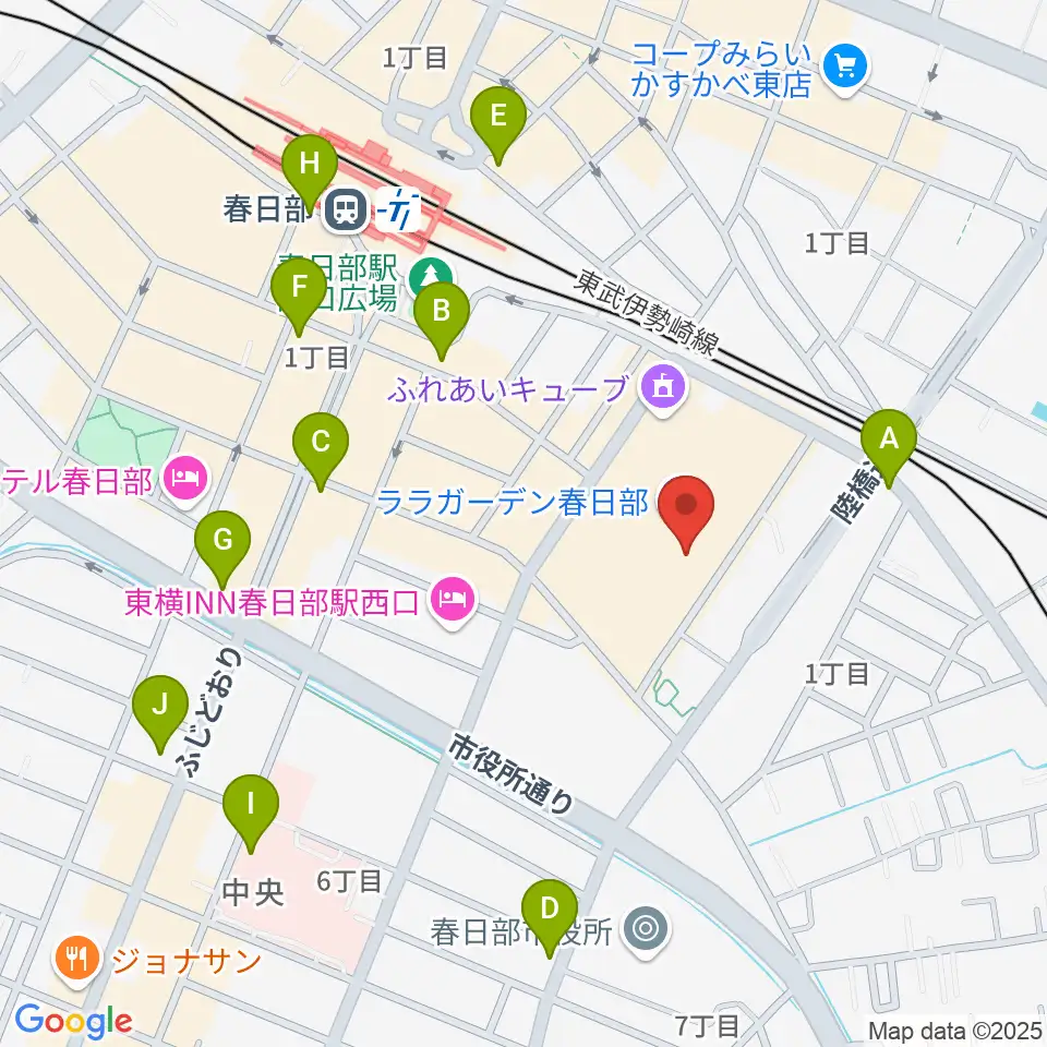 昭和楽器 ユニスタイル春日部周辺のコンビニエンスストア一覧地図