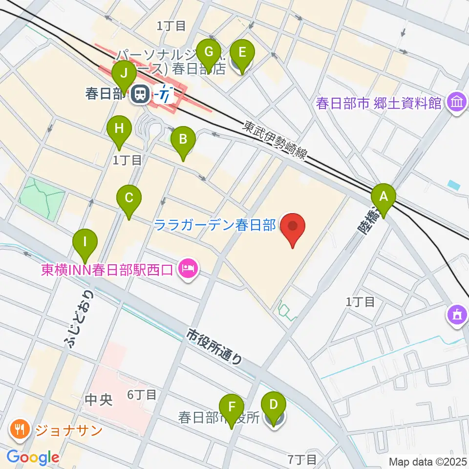 昭和楽器 ユニスタイル春日部周辺のコンビニエンスストア一覧地図