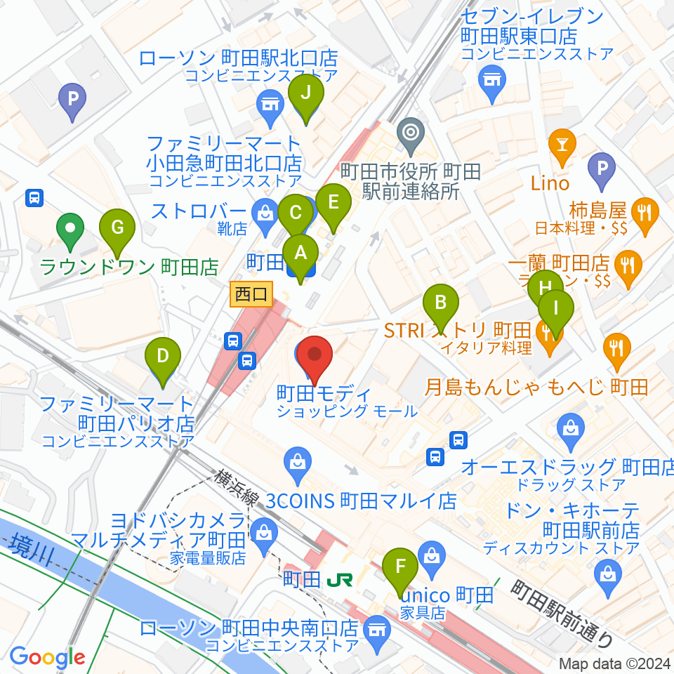 タワーレコード町田店周辺のコンビニエンスストア一覧地図