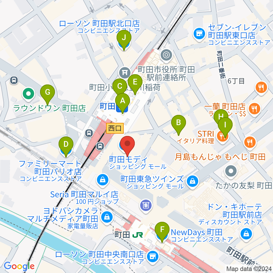 タワーレコード町田店周辺のコンビニエンスストア一覧地図