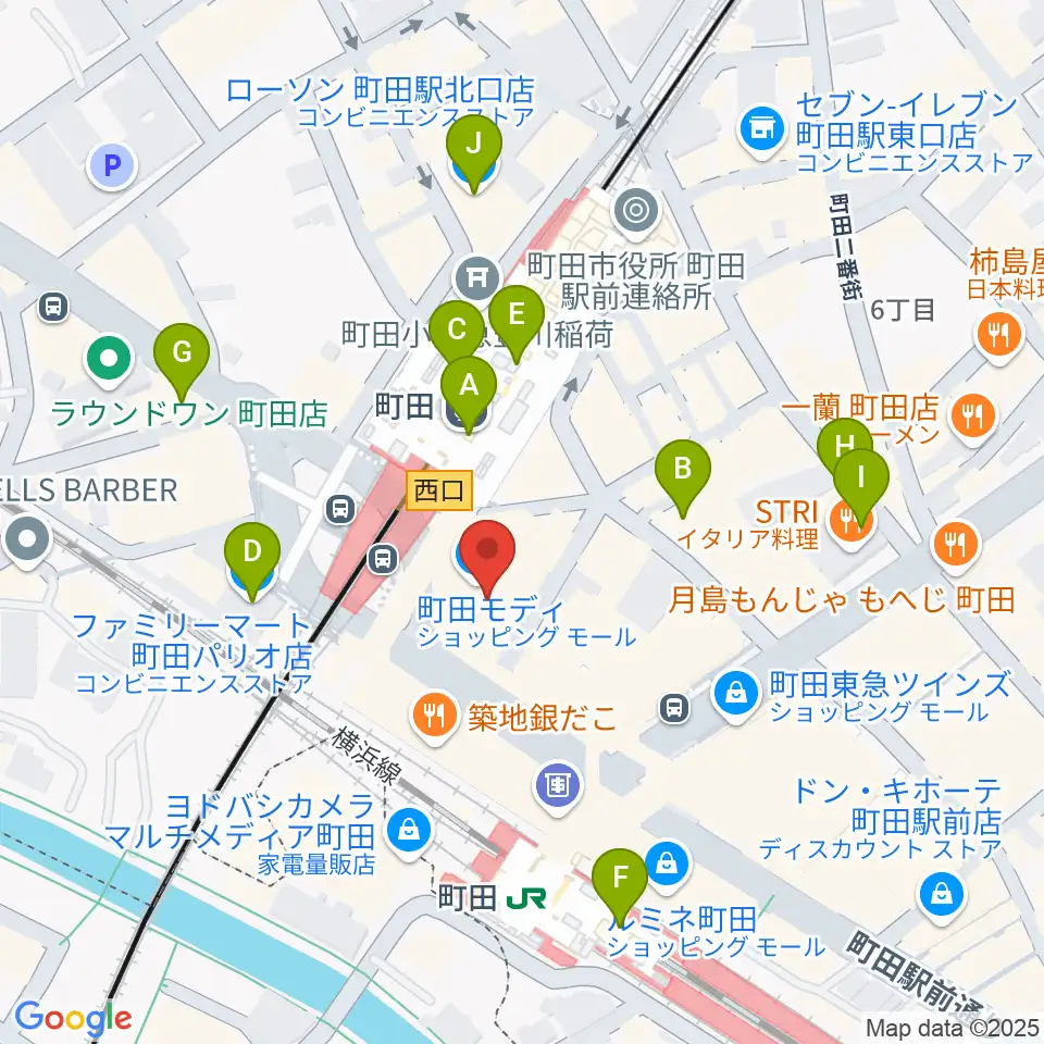 タワーレコード町田店周辺のコンビニエンスストア一覧地図