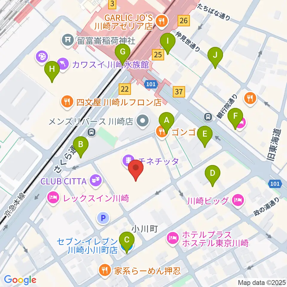 タワーレコード川崎店周辺のコンビニエンスストア一覧地図