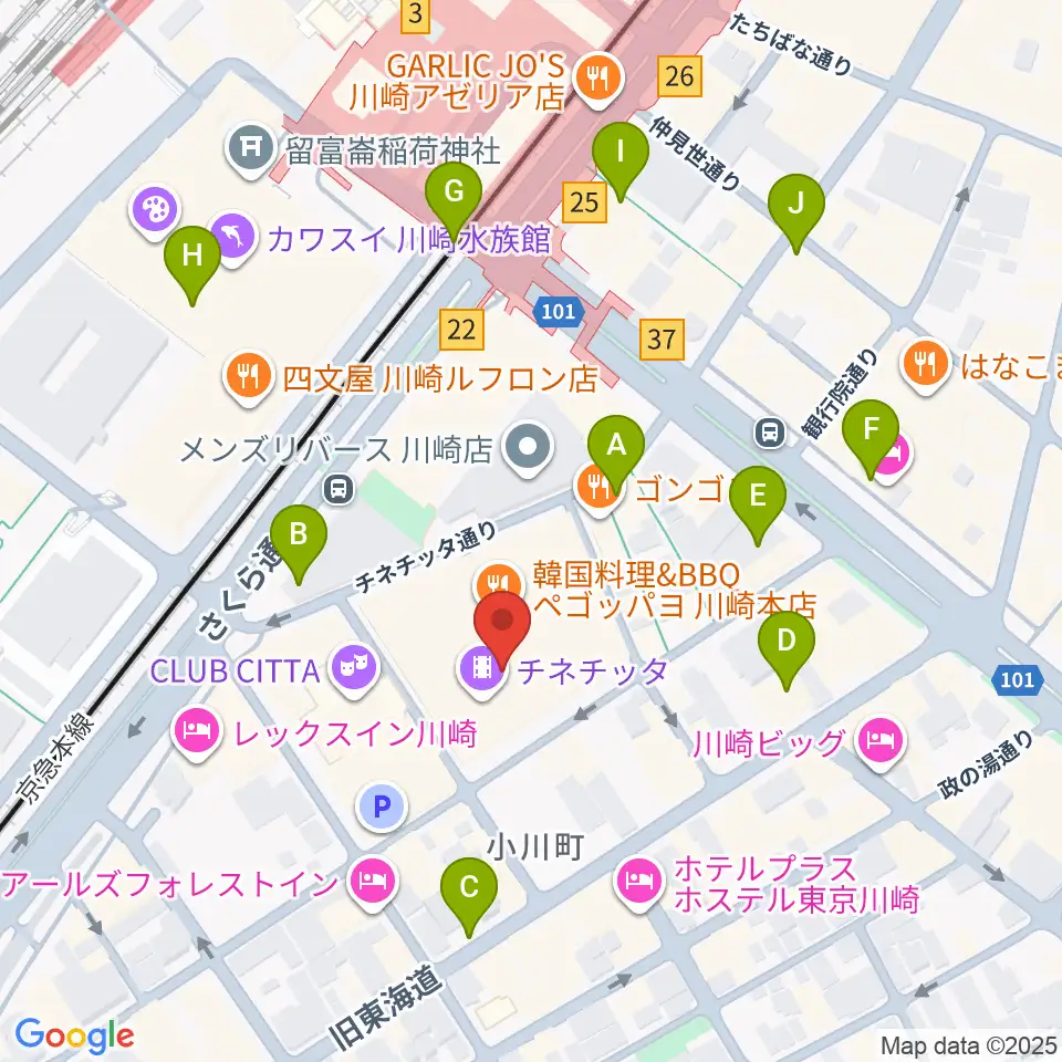 タワーレコード川崎店周辺のコンビニエンスストア一覧地図