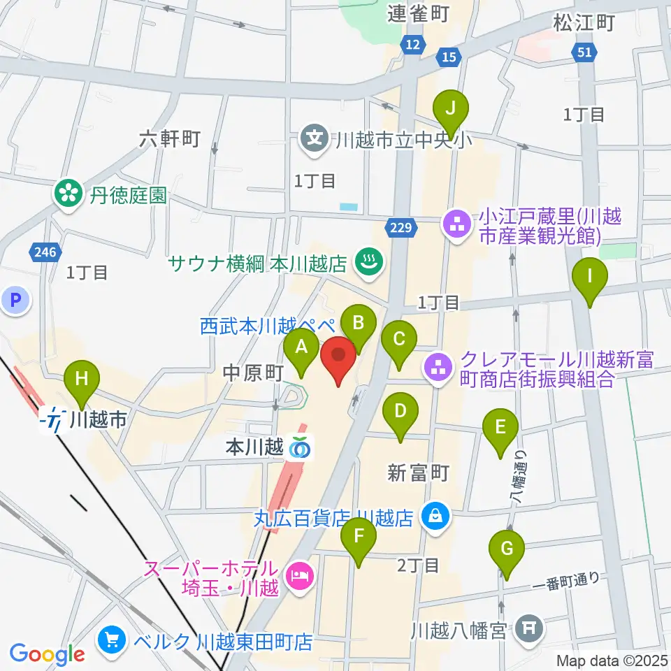 昭和楽器 本川越ぺぺセンター周辺のコンビニエンスストア一覧地図