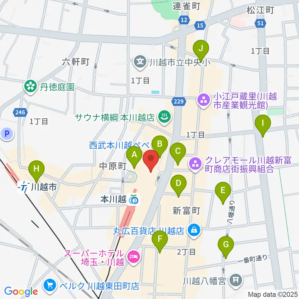 昭和楽器 本川越ぺぺセンター周辺のコンビニエンスストア一覧地図