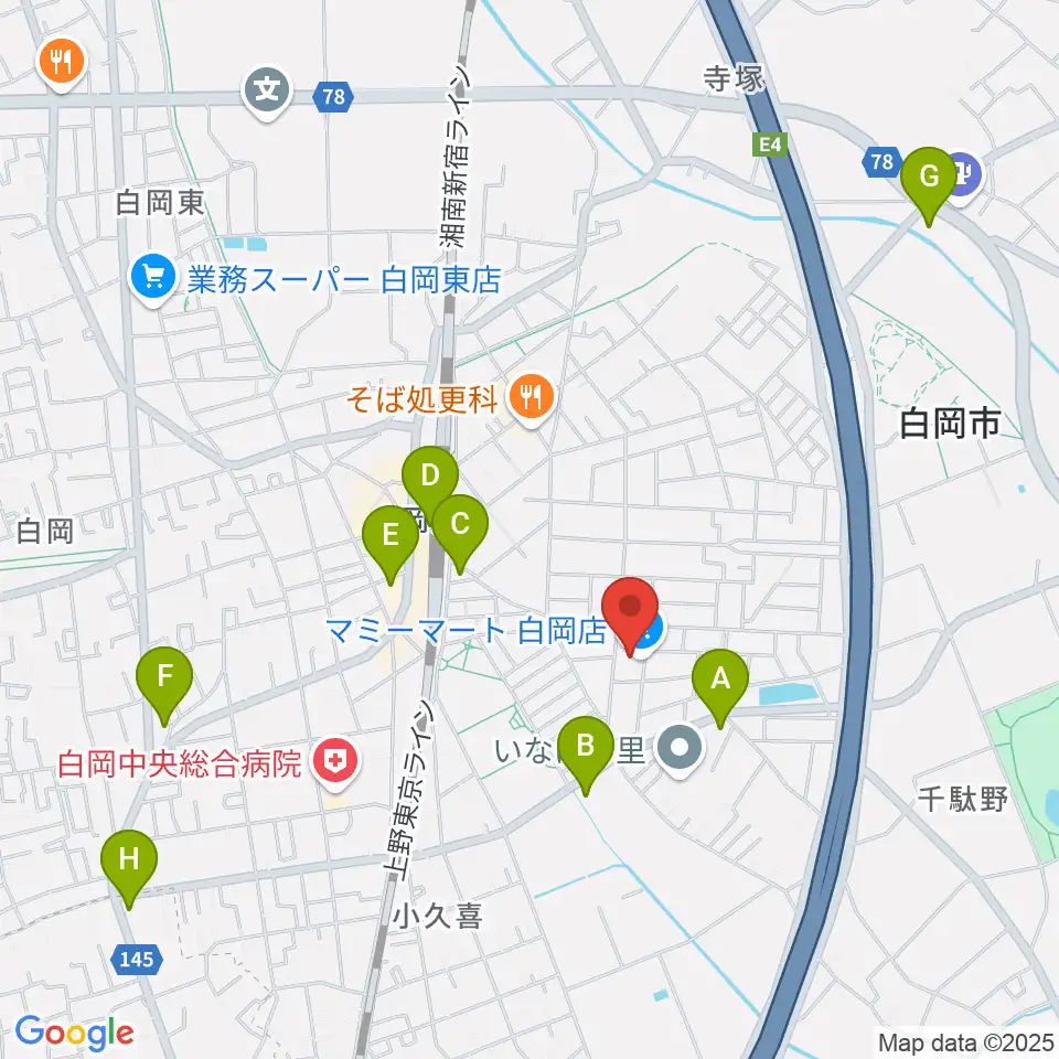昭和楽器 白岡センター周辺のコンビニエンスストア一覧地図
