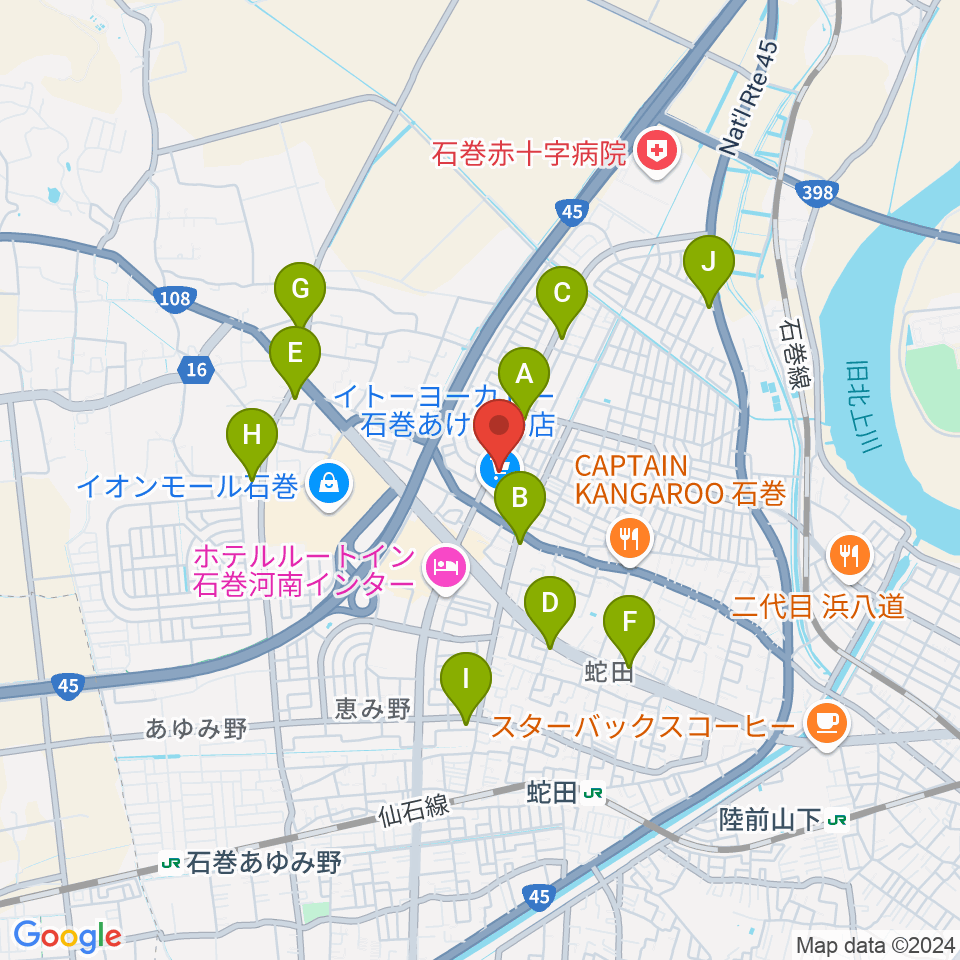 TSUTAYA あけぼの店周辺のコンビニエンスストア一覧地図