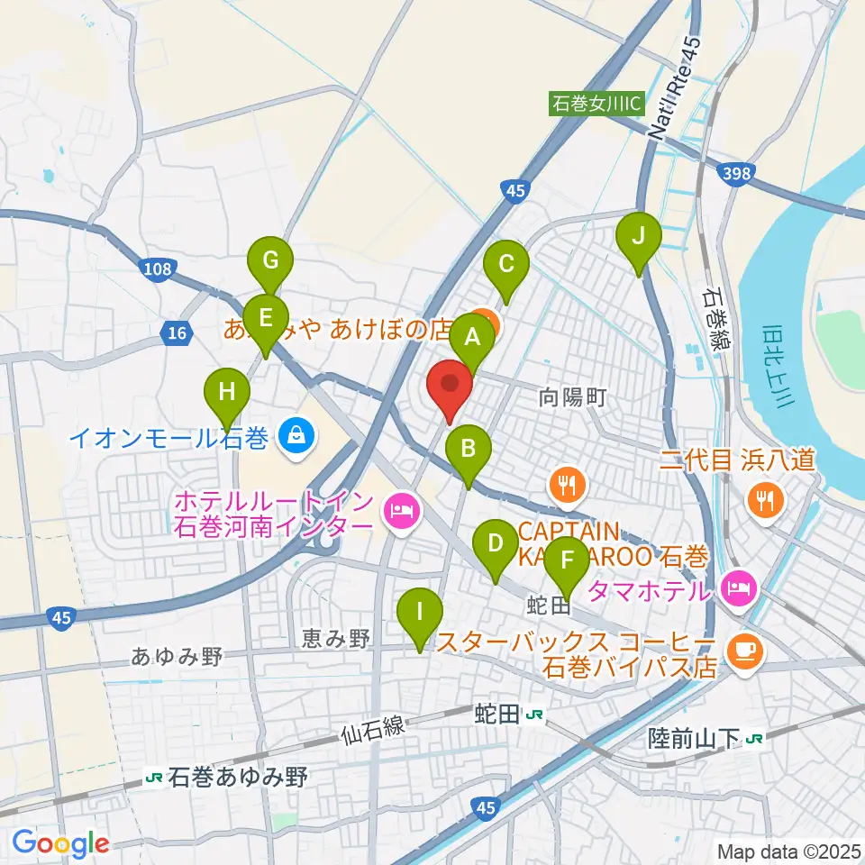 TSUTAYA あけぼの店周辺のコンビニエンスストア一覧地図