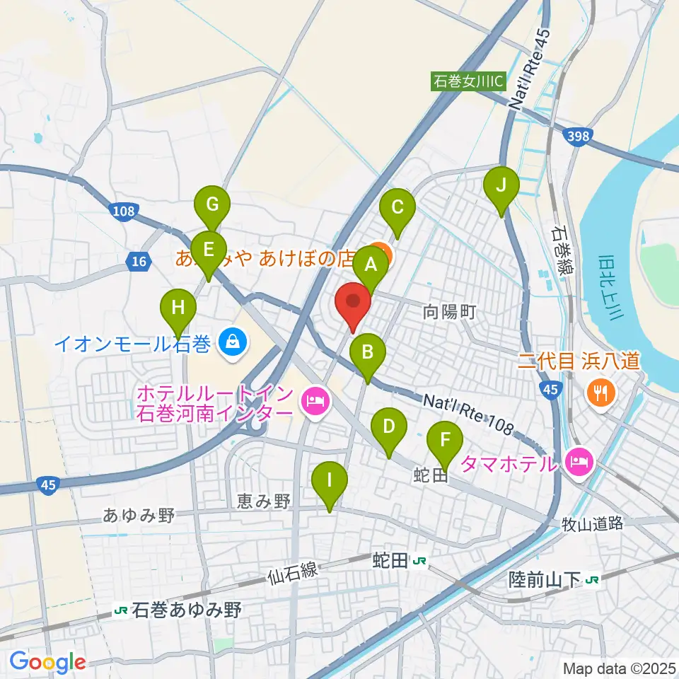 TSUTAYA あけぼの店周辺のコンビニエンスストア一覧地図