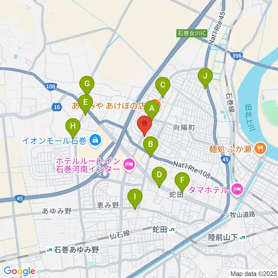 TSUTAYA あけぼの店周辺のコンビニエンスストア一覧地図
