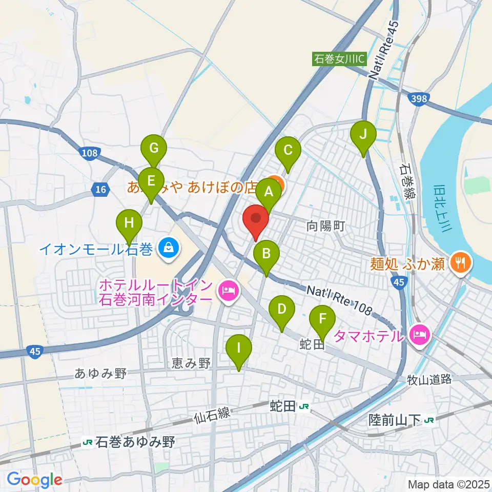TSUTAYA あけぼの店周辺のコンビニエンスストア一覧地図