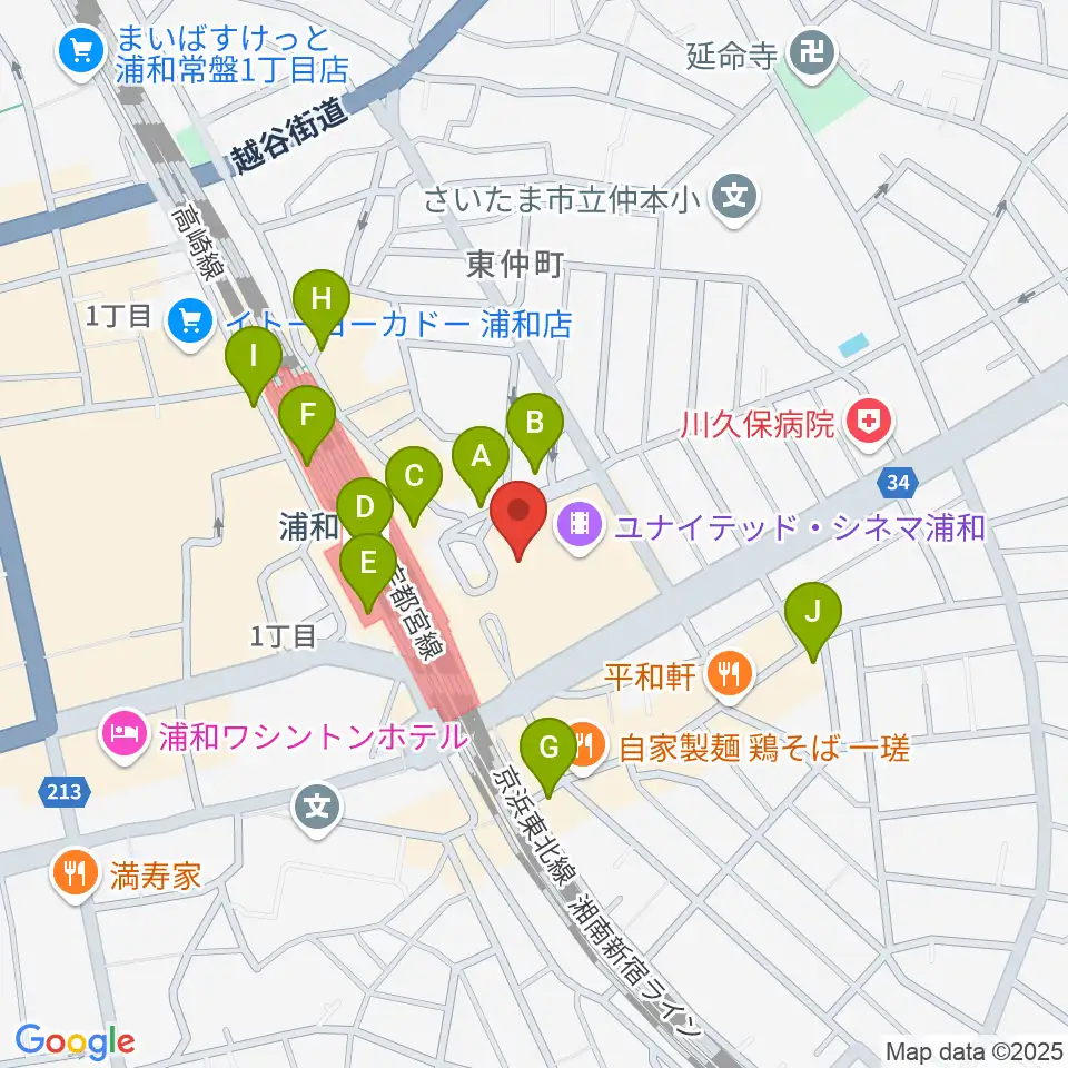 タワーレコード 浦和店周辺のコンビニエンスストア一覧地図