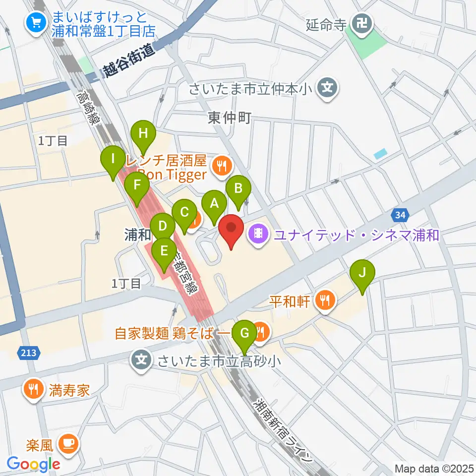 タワーレコード 浦和店周辺のコンビニエンスストア一覧地図
