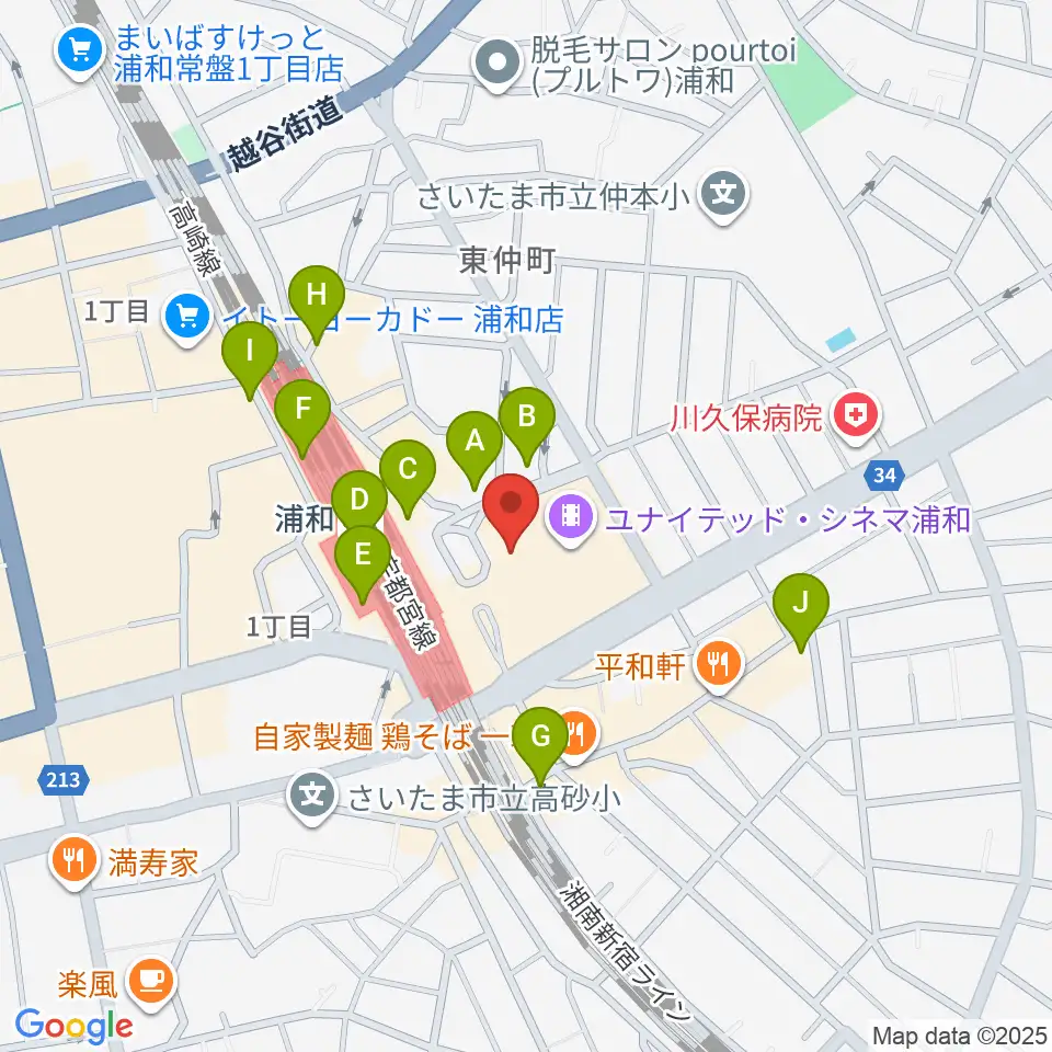 タワーレコード 浦和店周辺のコンビニエンスストア一覧地図