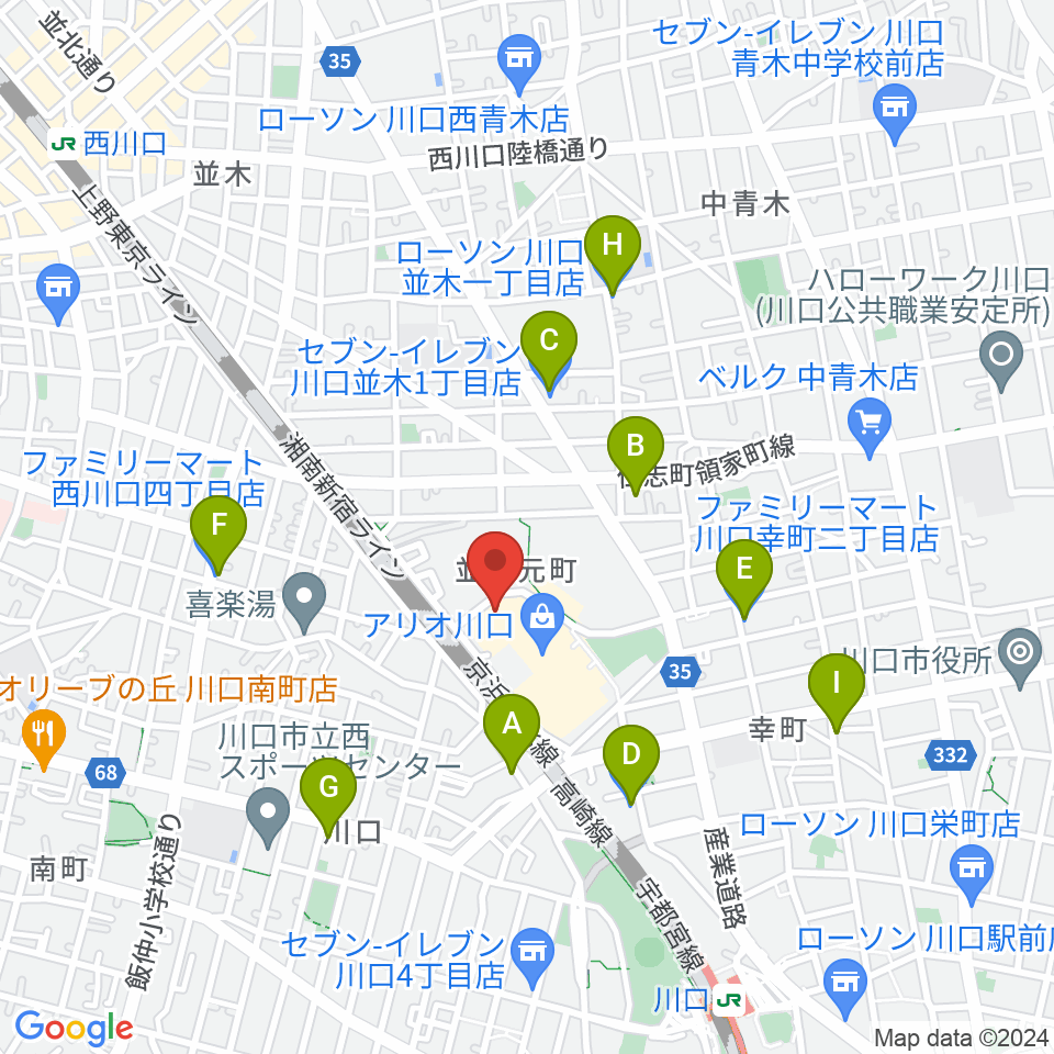 タワーレコード アリオ川口店周辺のコンビニエンスストア一覧地図