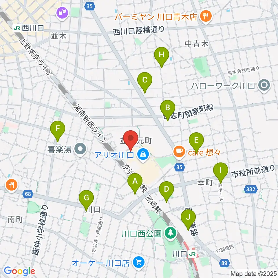 タワーレコード アリオ川口店周辺のコンビニエンスストア一覧地図