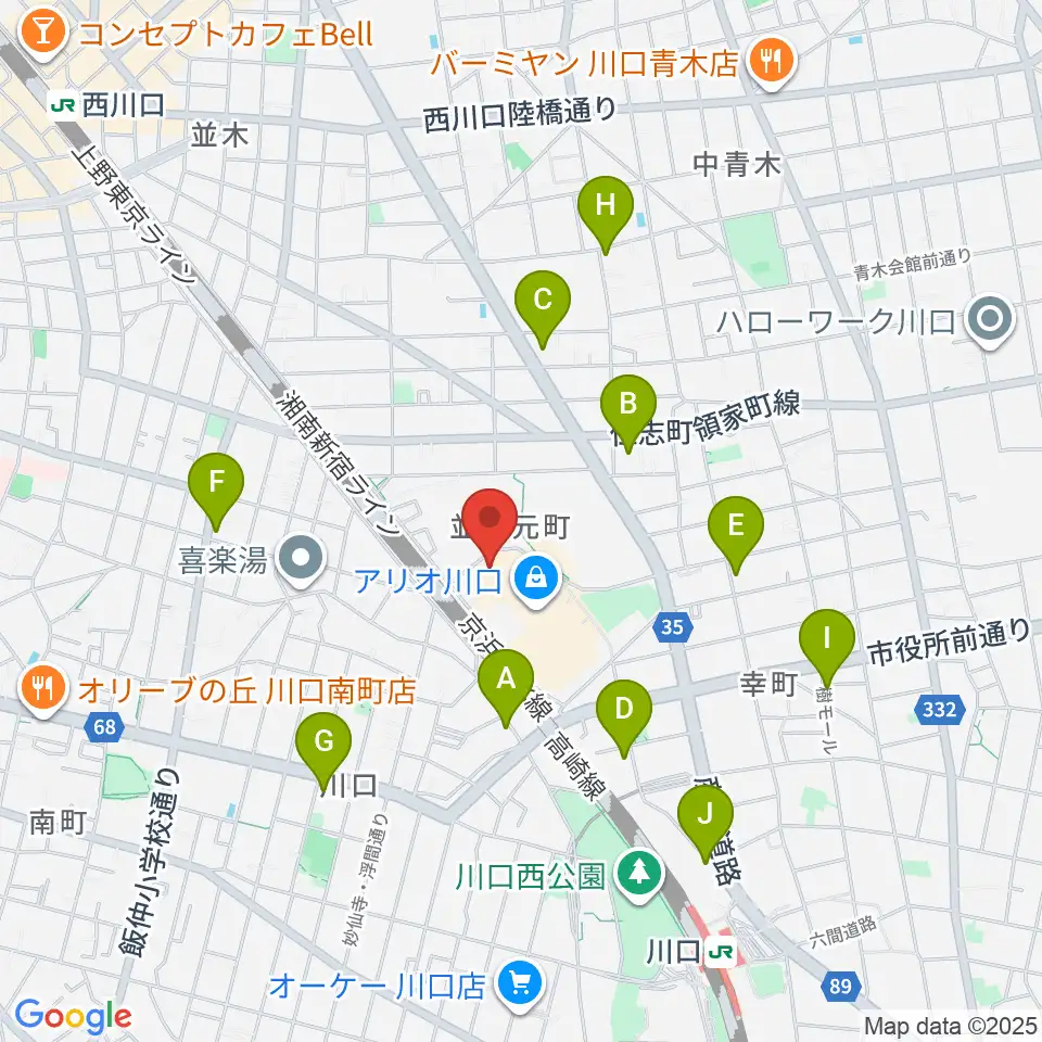 タワーレコード アリオ川口店周辺のコンビニエンスストア一覧地図