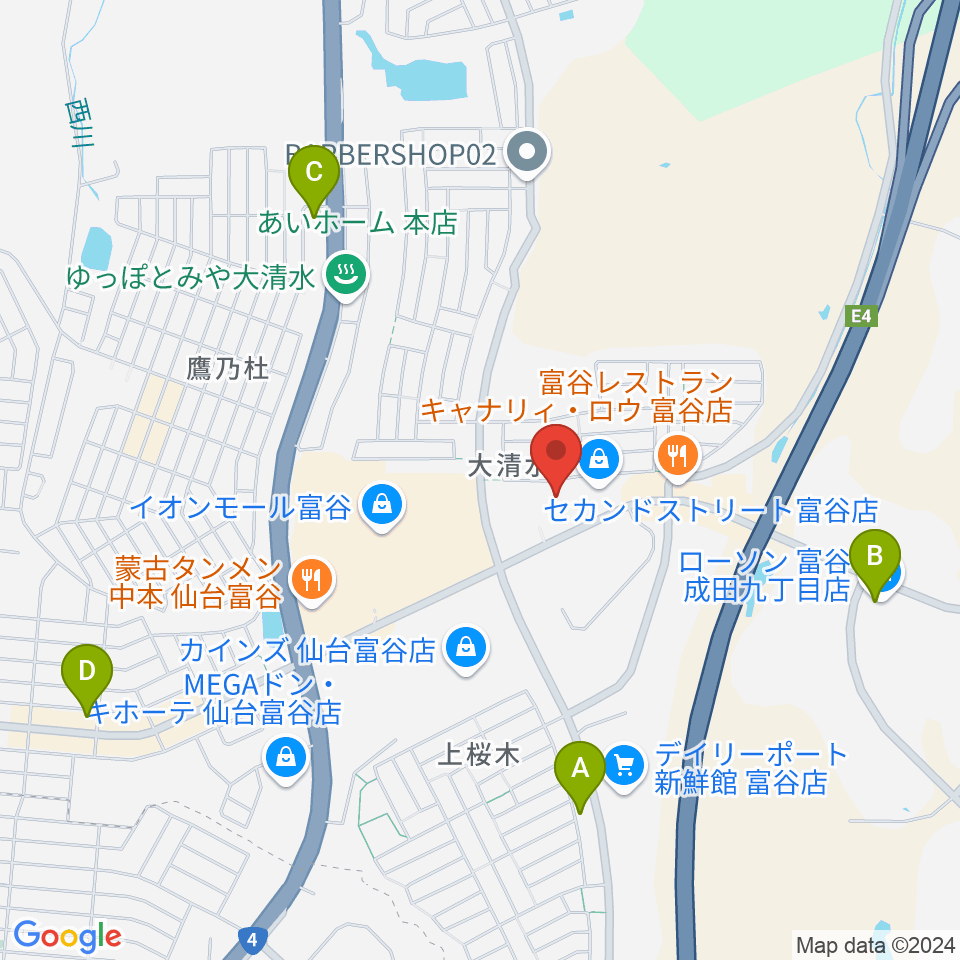 TSUTAYA 富谷大清水店周辺のコンビニエンスストア一覧地図