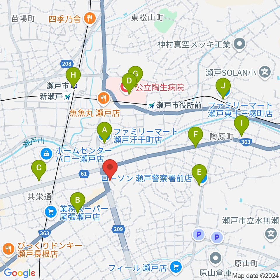 あんのんホール周辺のコンビニエンスストア一覧地図