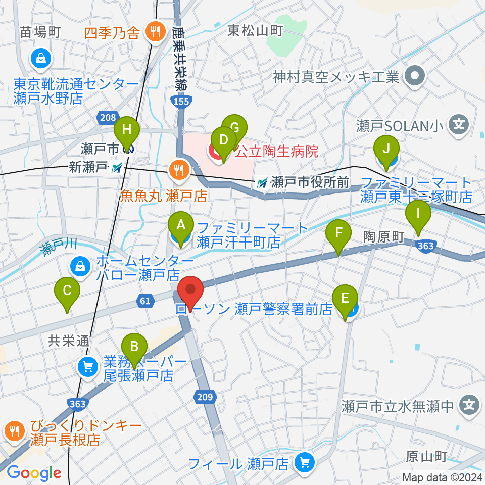 あんのんホール周辺のコンビニエンスストア一覧地図