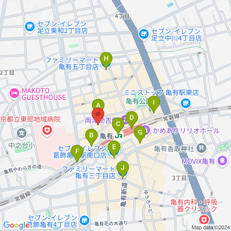 ラクシーボーカルスクール周辺のコンビニエンスストア一覧地図