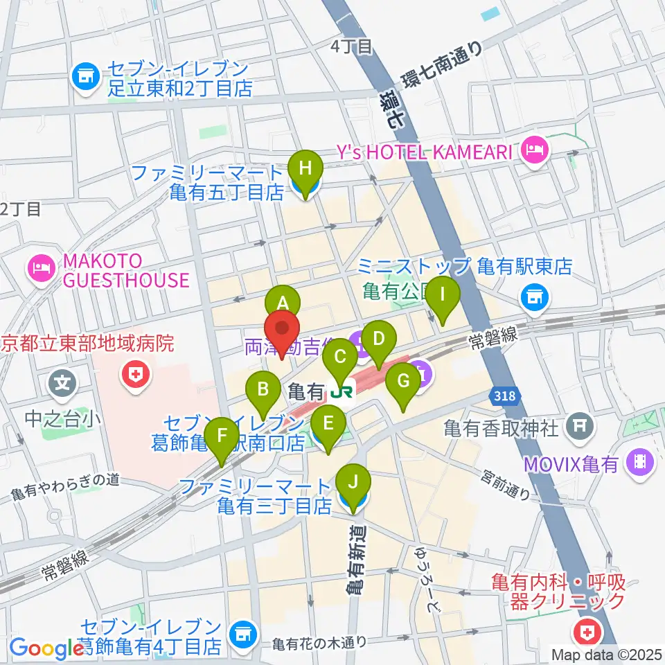 ラクシーボーカルスクール周辺のコンビニエンスストア一覧地図
