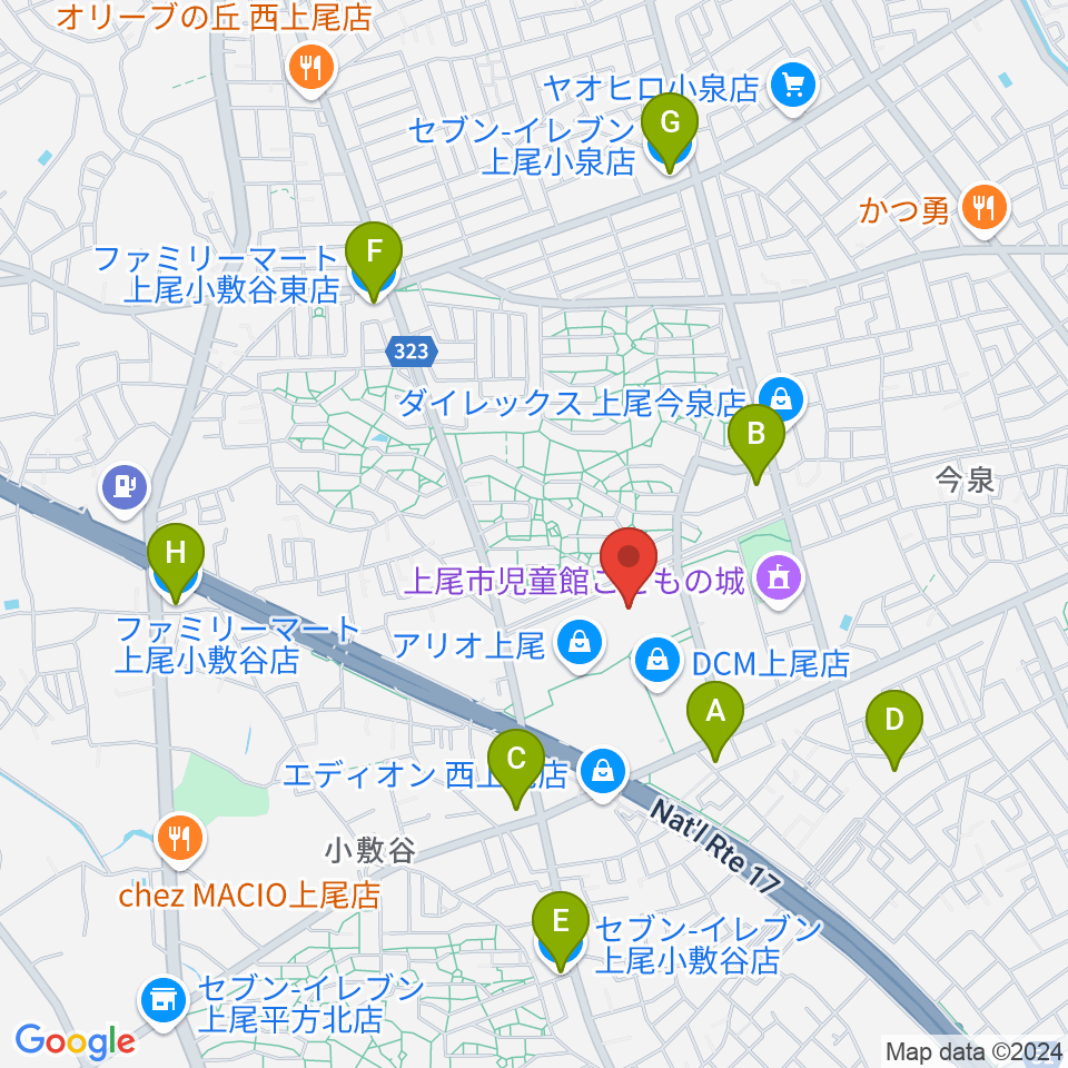 タワーレコード アリオ上尾店周辺のコンビニエンスストア一覧地図