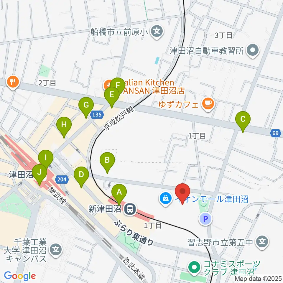 タワーレコード 津田沼店周辺のコンビニエンスストア一覧地図