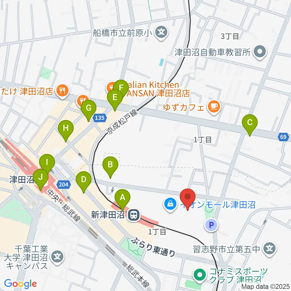 タワーレコード 津田沼店周辺のコンビニエンスストア一覧地図