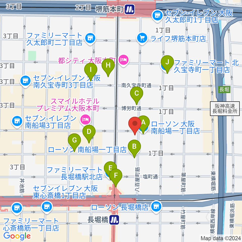 南船場CELL周辺のコンビニエンスストア一覧地図