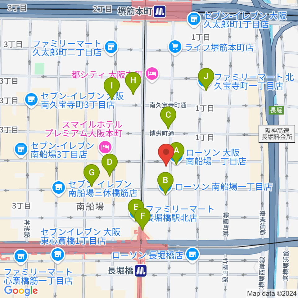 南船場CELL周辺のコンビニエンスストア一覧地図