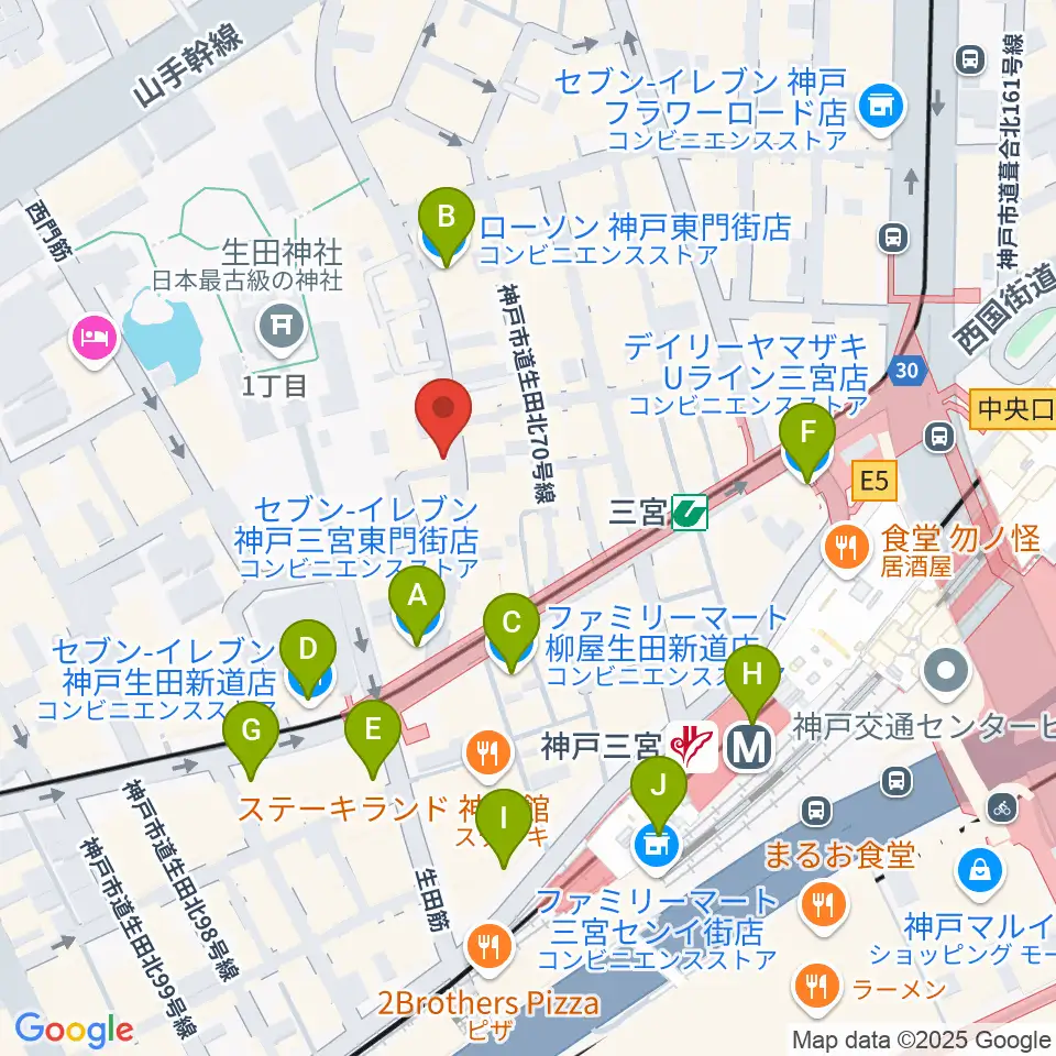 クラブ月世界周辺のコンビニエンスストア一覧地図