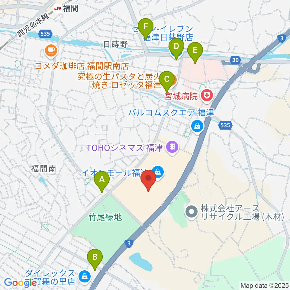 HMVイオンモール福津周辺のコンビニエンスストア一覧地図