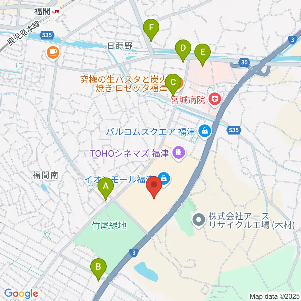 HMVイオンモール福津周辺のコンビニエンスストア一覧地図