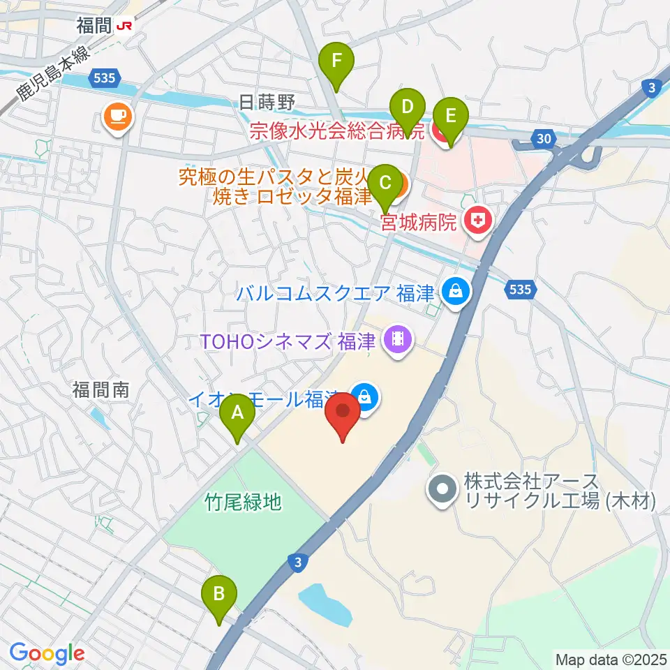 HMVイオンモール福津周辺のコンビニエンスストア一覧地図
