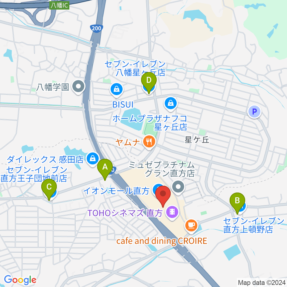 HMVイオンモール直方周辺のコンビニエンスストア一覧地図