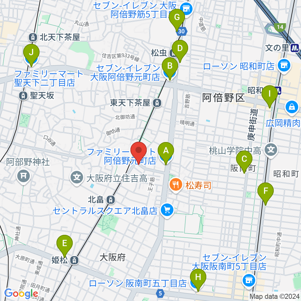 ベル音楽サロン周辺のコンビニエンスストア一覧地図