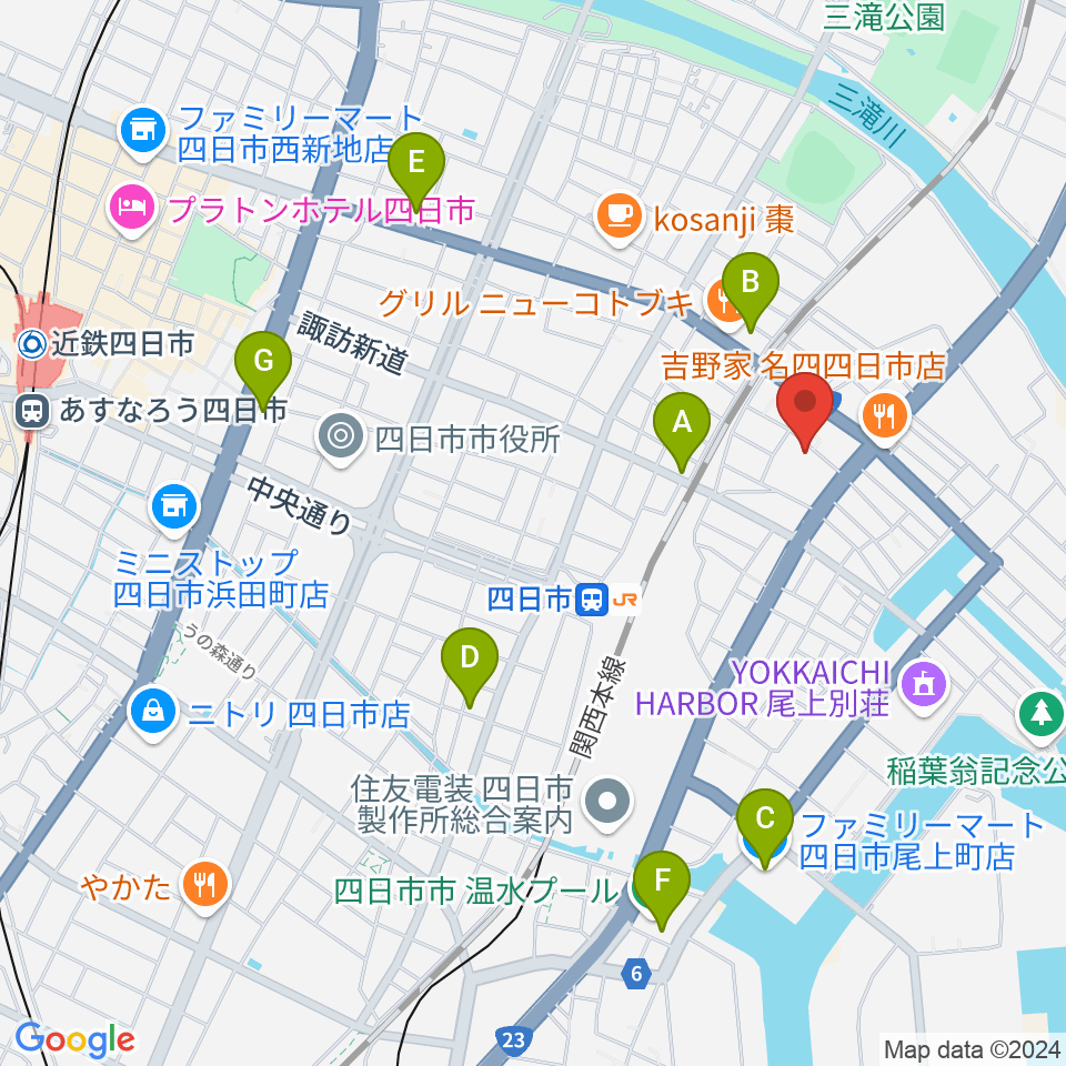 四日市市なやプラザ周辺のコンビニエンスストア一覧地図