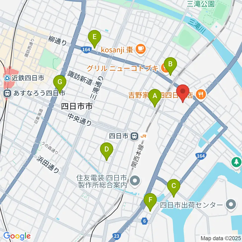 四日市市なやプラザ周辺のコンビニエンスストア一覧地図