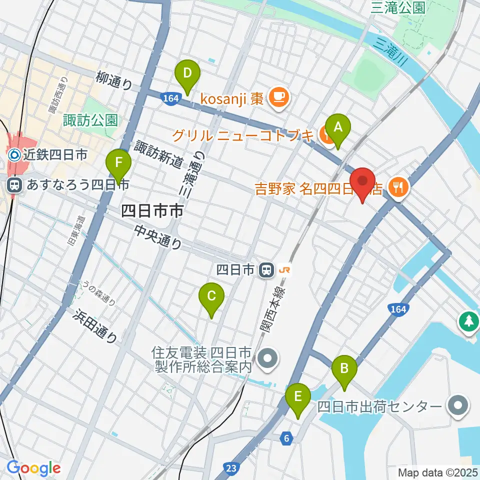四日市市なやプラザ周辺のコンビニエンスストア一覧地図