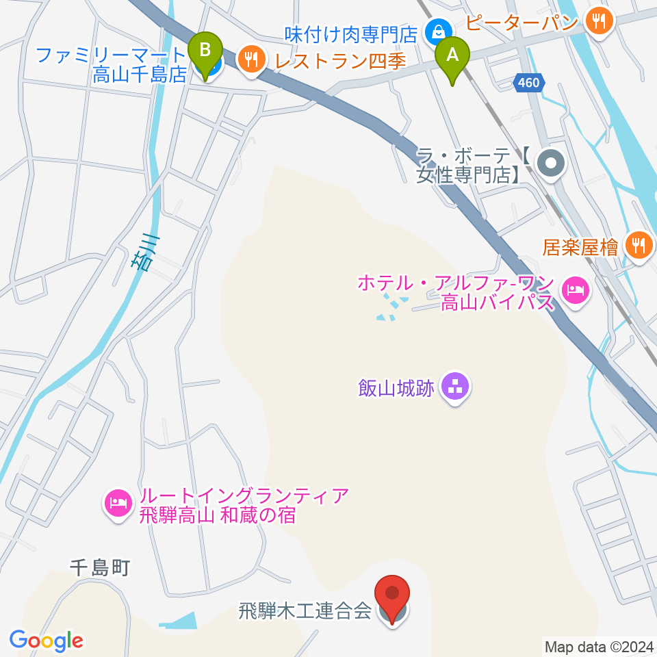 飛騨コンベンションホール周辺のコンビニエンスストア一覧地図