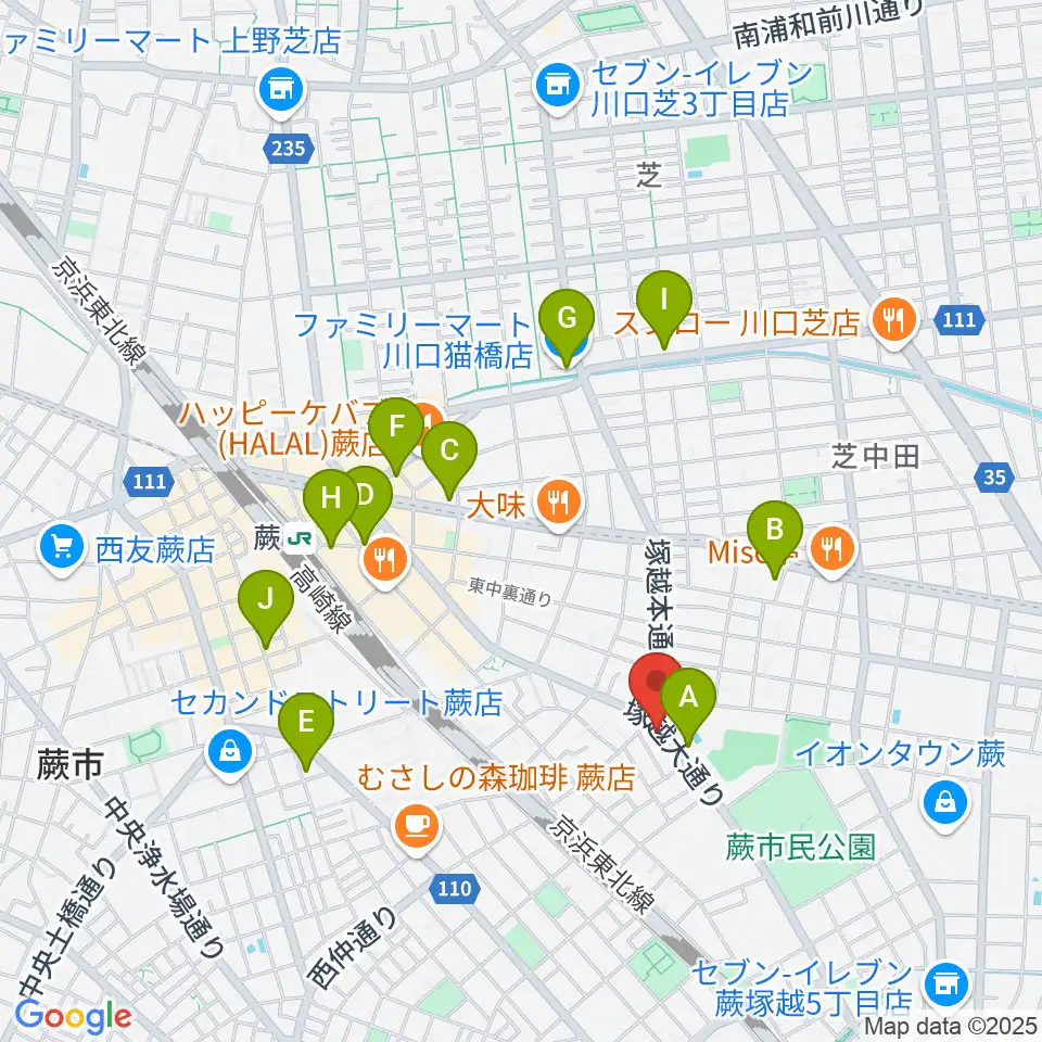 天沢バイオリン工房周辺のコンビニエンスストア一覧地図